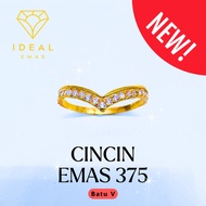 IDEAL Cincin Emas 375 / 9k Batu V Original Gold Ring Stone Love Nikah Design Murah Tulen 375