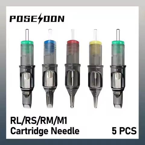 Tattoo Cartridge Needles POSEIDON V2 5PCS Disposable Safty RL RS RM M1 Tattoo Needle Hot Sale Purple