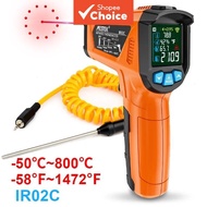 One Piece MESTEK IR02C Infrared Thermometer Gun, -50~800°C Non-Contact Laser Temperature Meter With 