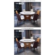 Marble round Table Solid Wood round Dining Table Modern Minimalist Dining Tables and Chairs Set Household Small Apartment Dining Table with Turntable