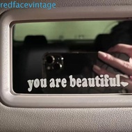 REDFACEVINTAGE You Are Beautiful Car Stickers, You Are Beautiful Self Adhesive You Are Beautiful Sticker, Waterproof Fashion Creative Car Mirror Decoration