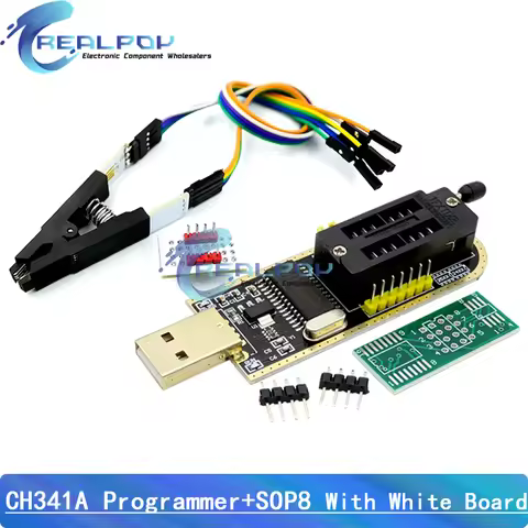 CH341A / CH341B 24 25 Series EEPROM Flash BIOS USB Programmer Module + SOP8 SOIC8 Test Clip For EEPR