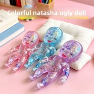 14cm Natasha doll with transparent and coloured glitter, squeezable, slow-rebound magical crystal to