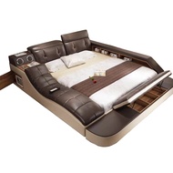 ⭐Affordable⭐Real Genuine Leather Bed Double Massage Multifunctional Beds Frame King/Queen Size Tech Smart Tatami Ultimat