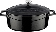 Lava 121LV-O-TC-25-K1-BLK Folk Cast Iron Oval Casserole, 3.3L, Black