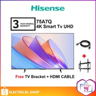 Hisense 75'' 4K UHD Smart TV A7Q Series 75A7Q Television (Free TV Bracket and HDMI Cable)