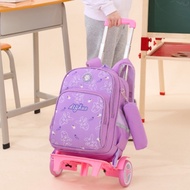 Trolley School Bag Primary School 2 or 6 Wheel Kids Roller Bag Girl Boy Kids Beg Sekolah Roda Lightw