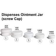 1pc - White Plastic Jar (1/8oz , 1/4oz, 1/2oz, 1oz, 2oz)