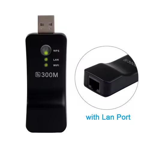 300Mpbs USB Wireless WiFi Smart TV Network Adapter Universal HDTV RJ45 Lan Port Repeater AP WPS for 