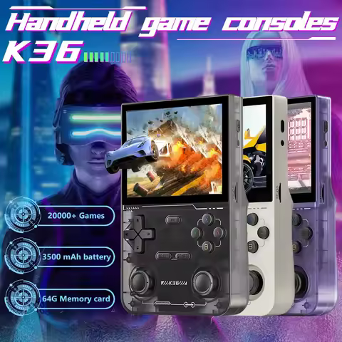 K36 Retro Handheld Video Game Console 3.5 Inch IPS Screen 16000+ Games for PS1/PSP/DC/N64 Handheld g