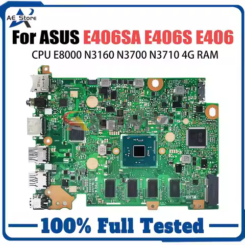 Computer Mainboard For ASUS VivoBook E406SAS E406SA E406S Laptop Motherboard N3000 N3060 N3710 N3700