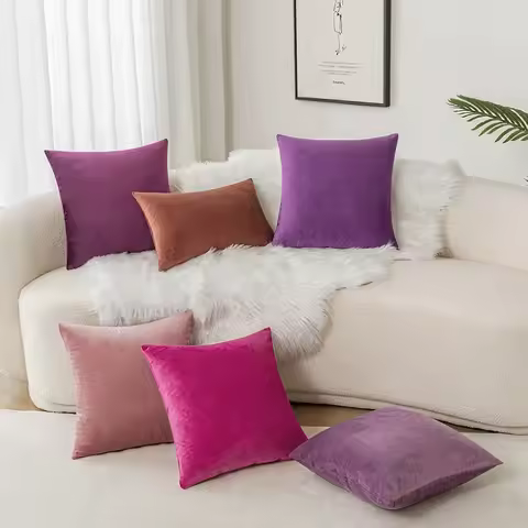 Purple Cushion Covers for Sofa Living Room Luxury Decorative Pillow Cover Ultra Soft Velvet Pillowca