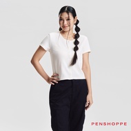 Penshoppe Essentials Textured Top For Women (Off White)
