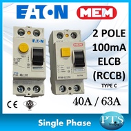 EATON - MEM ELCB RCCB 40A / 63A 2Pole 100mA - Suis Automatik - Single Phase