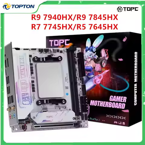 Topton 4-Bay NAS Motherboard Mini ITX Gaming Mainboard AMD Ryzen 9 8945HX R7 7745HX 2xM.2 NVMe 4xSAT