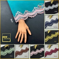 [ 50cm/ unit ] 8cm boder lace diamond/ diamond border lace hiasan/ chemical lace/ lace abaya/ lace b