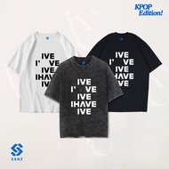 SANZ kpop IVE oversize & slimfit stonewash washed tshirt black white longsleeve IVE-9