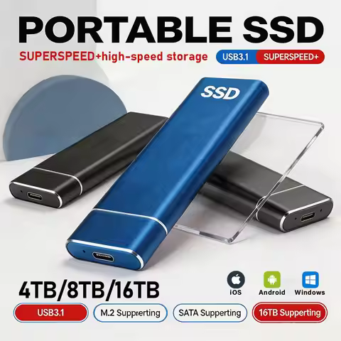 Portable portable hard drive, lightweight USB 3.2 external hard drive, fast transfer external solid 