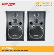 Konzert D-12 3-Way Speaker,1200W,12-Inch 3 Way Woofer Dual Speaker (Pair Speaker)