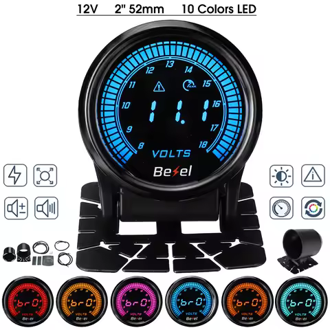 2" 52mm Universal Car Auto LED Gauge Water Oil Temp/Pres Volt Tacho Boost PSI/BAR AFR EGT Gauge Digi