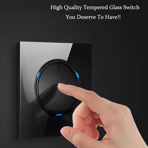 1 2 3 4 Gang 1 Way 2Way Wall Switch Household Black Tempered Glass Mirror Panel EU US UK France Sock