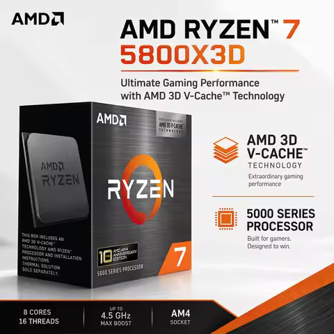 New AMD Ryzen 7 5800X3D BOX R7 5800X3D 3.4 GHz 8-Core 16-Thread 7NM L3=96M 100-000000651 Support Des