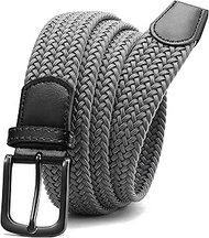 Men's Elastic Belt, Braided Belt Without Holes, Robust Construction and Easy to Move, 35 mm, gray, 9