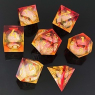 DND Liquid Core Dice, 7Pcs Dungeons & Dragons Resin Spiked Dice Set, RPG Translucent Polyhedral D&D 