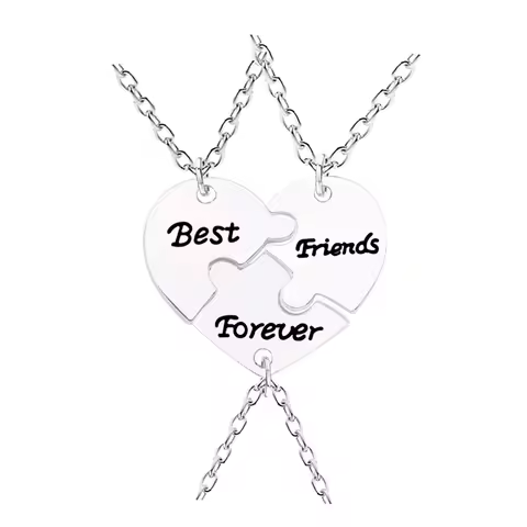 3Pcs/Set Best Friends Forever Heart-Shaped Necklace Bff Jewelry Creative Souvenir Personalized Simpl