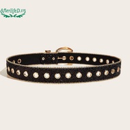 AF Goth Punk Women's Belt Fashion Rhinestone Belt Girl Decorative Jeans Wide Belt Rock Men Women Fas