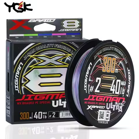 YGK-Upgrade X8 Braid Jigman Ultra PE Fishing Line, Multicolored High Strength, Ocean Fishing Line, M