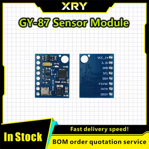 XRY GY-87 10DOF IMU Sensor Module with MPU6050/HMC5883L/BMP180 - Compatible Triple-Sensor Fusion Boa