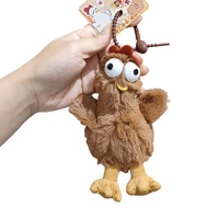 CHARM WORLD Brown Silly Chicken Plush Keychain Bag Handphone Lucky Pedant Accessories