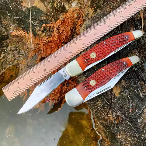 Watchman Big Size Trapper Knives Pocket Double Blades Slip Joint Folding Knife Classic Bone Grips Mi