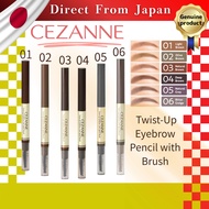 CEZANNE Retractable Eyebrow Pencil with Spoolie Brush Waterproof 6 Shades Japanese Makeup (Direct Fr