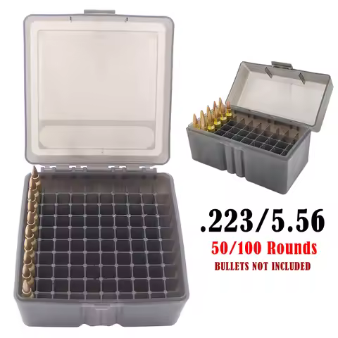 Tactical Bullet Box Ammo Case .223 5.56mm Pistol Rifle Ammo Carry Storage Box Flip-Top Hunting Bulle