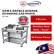 Dawa Standing Gas Stove Cooker TP238 Double Burner Dapur Gas Berdiri Dapur Gas Kaki Stainless Steel