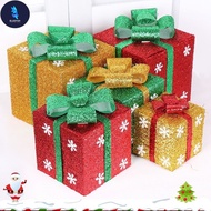 BF PVC Snowflake Gift Box Christmas Tree Decoration Gift Package Window Scene Layout Christmas Ornam