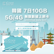 Cool Data Sim - 韓國【7日10GB】高速數據 4G/5G Sim Card 上網卡
