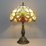 30CM Large Size Retro Table Lights Baroque Stained Glass Table Reading Lamp for Bedroom Living Room