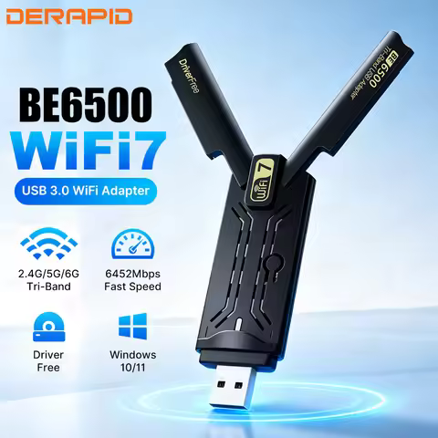 High Speed BE6500 USB 3.0 WiFi 7 Adapter Tri Band 2.4G 5G 6GHz 6500Mbps 802.11be Wireless Network Ca