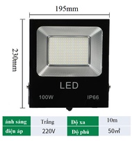 ĐÈN PHA 100W IP66 MẶT KÍNH(chống bụichống nước)Nguồn điện 220V.