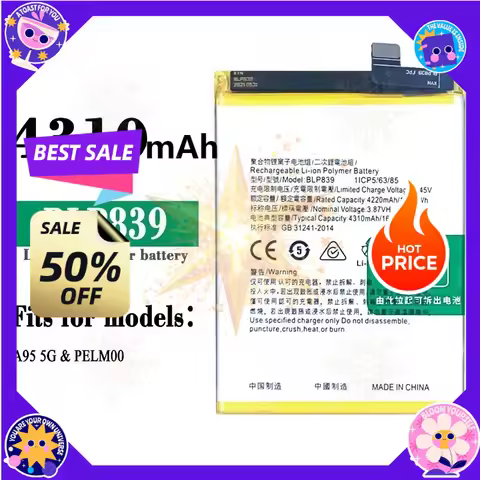 SWZY BLP839 4310mAh 3.87V Battery BLP839 For OPPO A95 5G /A94 5G/RENO 5Z 5G/RENO 6Z Battery + Tools