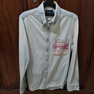 TOPMAN denim wash shirt / kemeja pria not zara bershka pull&amp;bear