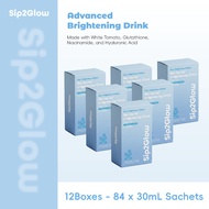 【Sip2Glow】Advanced Brightening Drink Glutathione + HA + Niacinamide Glass Skin Glow 12 Boxes