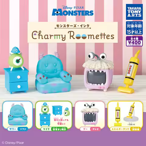 Takara Tomy Disney Pixar Monsters Inc Gashapon Room Scene Desktop Ornament Sulley Mike Wazowski Coll