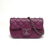 CHANEL 紫色羊皮17開銀扣CFmini口蓋包釘珠款