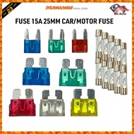 FUSE CAR/MOTOR 15A 25MM 1 PCS CAR FUSE MOTORCYCLE FUSE STANDARD MINI FUSE