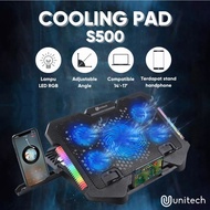 PROMO Coolingpad Gaming Unitech 5 kipas RGB Plus Docking Handphone S /