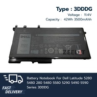 (ส่งฟรี ประกัน 1 ปี) แบตเตอรี่ โน๊ตบุ๊ค Compatible 3DDDG with Dell Latitude 5280 5480 280 5480 5580 